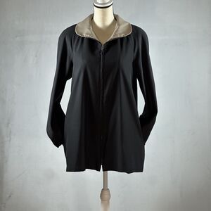 Jones New York Women's Black Polyester Zip Front Jacket Size Medium Color Black